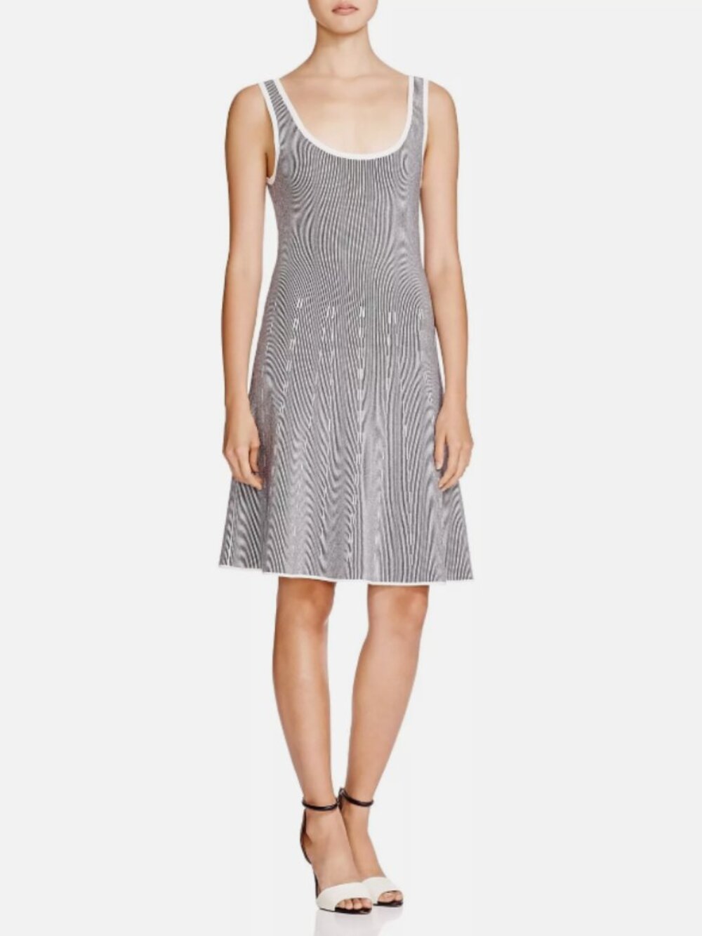 NWT Theory Codris Geometric Knit Sleeveless Fit and Flare Dress Size Large